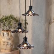 Novia hanglamp, zwart, rookglas, 3-lamps, Ø 22 cm