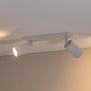 Plafondspot Sado, wit, staal, verstelbaar, 2-lamps