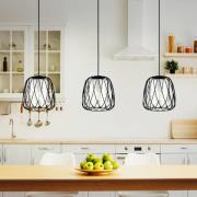 Hanglamp Floresta, zwart, lengte 89 cm, staal/glas, 3-lamps