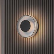 LED wandlamp Celeste, zwart/chroom, Ø 22 cm glas dimbaar