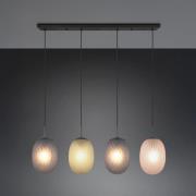 Hanglamp Facette, meerkleurig, lengte 117 cm, 4-lamps, glas
