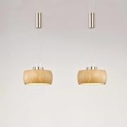 LED hanglamp Shine-Wood, eikenhout/nikkel, 65 cm, 2-lamps.