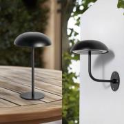 Arcchio LED oplaadbare tafellamp Thenra, zwart, muurbeugel