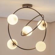 Plafondlamp Stardom, opaalwit/zwart, glas, E14
