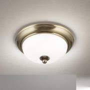Empire plafondlamp, Ø 26,5 cm, antiek messing, mat opaalglas