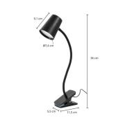 Lindby Ailina LED tafellamp, klemvoet, zwart