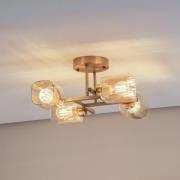 Plafondlamp Horia antiek goud/amber 44x44 cm glas/metaal 4-lamps