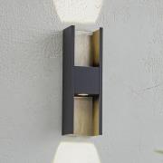 Lucande LED buitenwandlamp Lavrin, zwart/grijs, aluminium