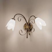 Wandlamp Odino, 2-lamps, bronskleurig, metaal, glas