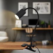 LED klemlamp Fleks, zwart, flexibel, metaal