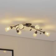 Plafondlamp Liliana, 6-lamps, zwart, roségoud, metaal