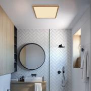 LED plafondlamp Sapana, lengte 29,5 cm houtlook