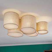 Plafondlamp Mona Nature, 5-lamps linnen naturel