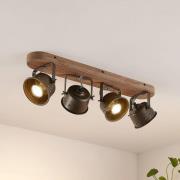 Lindby plafondspot Rubinjo, 62 cm, 4-lamps, hout, GU10