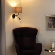 Wandlamp Roller, fluweel, zwart/beige, leeslampje