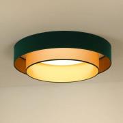 LED plafondlamp Luneta, fluweelgroen/goud, Ø 60 cm, 3-traps dimbaar