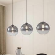 Lucande hanglamp Brillar, rookgrijs, glas, 3-lamps, 128cm