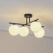 Aurora plafondlamp, zwart, Ø 50 cm, 4-lamps, glas, E14