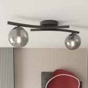 OPUS plafondlamp, lengte 60 cm, rookgrijs/zwart, 2-lamps.