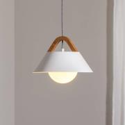 Hanglamp Funda, bruin/wit, Ø 30 cm, staal/hout/glas