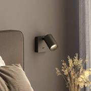 CAN TILT wandspot, zwart, 10 x 10 cm, metalen GU10 schakelaar