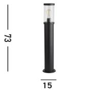 Tuinpadverlichting, IP44, zwart, hoogte 73 cm, metaal