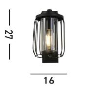 Riet buitenwandlamp, IP44, zwart, metaal