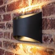 Buitenwandlamp Dodd, zwart, aluminium, halfrond