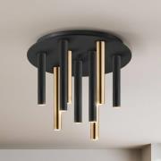 LED plafondlamp Varas dimbaar, 9-lamps, goud/zwart, metaal