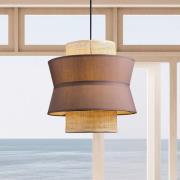 Hanglamp Rika Double, Ø 35 cm, grijs/naturel, stof