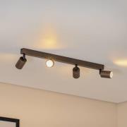 Plafondspot Top, verstelbaar, bruin, 4-lamps lineair