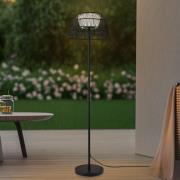 Lucande LED buiten vloerlamp Heribio, zwart, ijzer, 153 cm