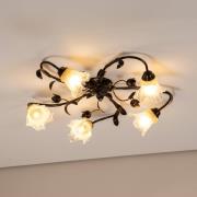 Arianna plafondlamp, bronskleurig, 5-lamps, ijzer, glas