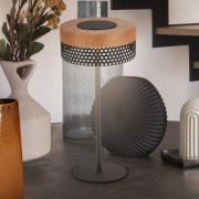 Accu-tafellamp Booha, bruin, metaal, IP44, dimbaar