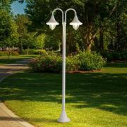 Lindby Madea buitenlamp, wit, 2-lamps, 213 cm, E27, IP44