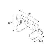 SLV plafondspot Noblo, wit, dimbaar warm, lengte 24 cm