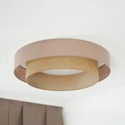 LED plafondlamp Luneta, jute, bruin, Ø 60 cm, dimbaar