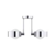 Plafondlamp Mado, staal chroomkleurig, glas opaal, 2-lamps