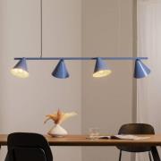 Hanglamp vorm 4, blauw, metaal, 4-lamps, kegel, E27
