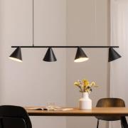 Hanglamp vorm 4, zwart, metaal, 4-lamps, kegel, E27