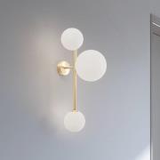 Wandlamp Joel, messing/wit, 3-lamps