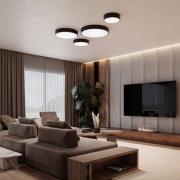 Cleo 200 plafondlamp, zwart, sensor, IP20, Ø 20 cm, E27