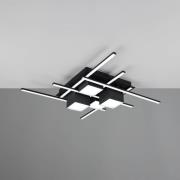 LED plafondlamp Roger, zwart mat, metaal, CCT, afstandsbediening.