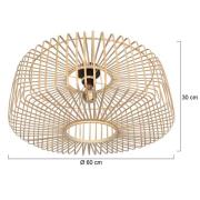 Plafondlamp Bloeba, Ø 60 cm, hout, naturel, E27