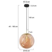 Hanglamp Bollique, messing, Ø 40 cm, glas, 1-lamp, bol