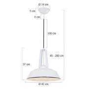 Hanglamp Eden, wit, metaal, fitting E27