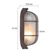 Plafondlamp Lisanne, bruin, ovaal, metaal, glas, E27
