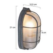Plafondlamp Lisanne, grijs, ovaal, metaal, glas, E27