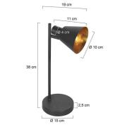 Tafellamp Oeroe, 1-lamp, zwart, metaal, E14