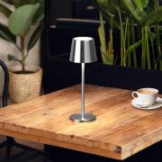 LED tafellamp Roxi, nikkelkleurig, metaal, IP54, dimbaar